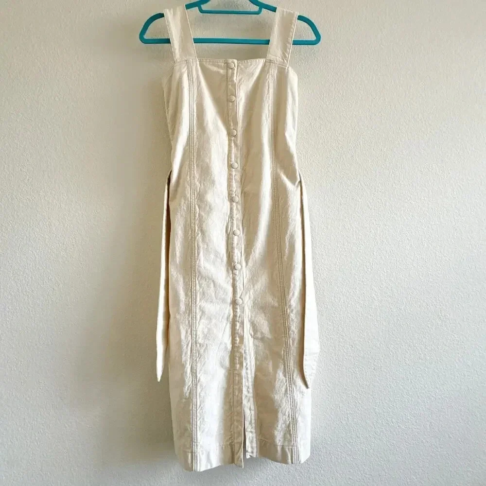 Nanushka Sally Denim Creme Midi Dress XS - Picture 4 of 13